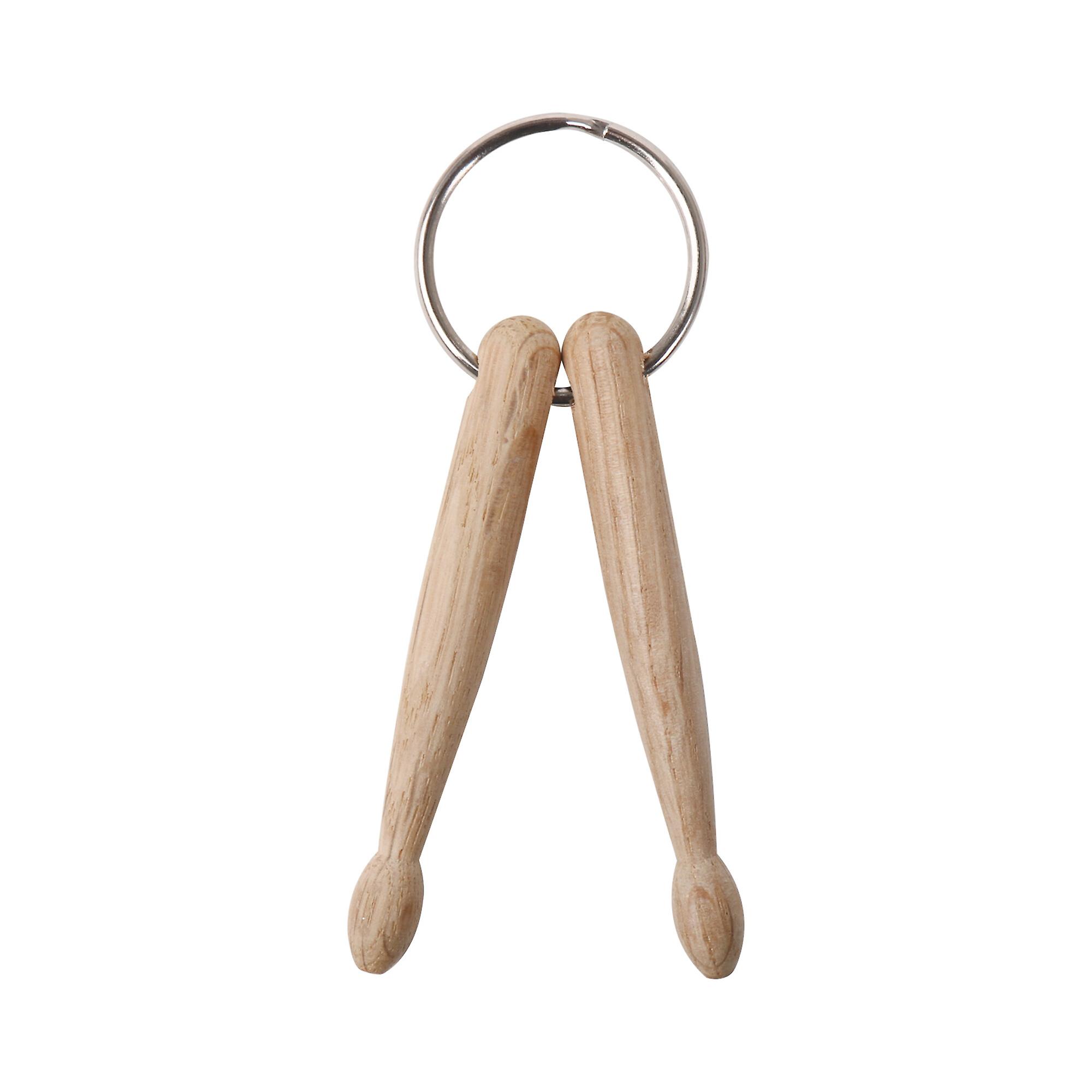 Mini Wood Drumstick Keyring Gift Decorations for Drummer w/ Metal Ring