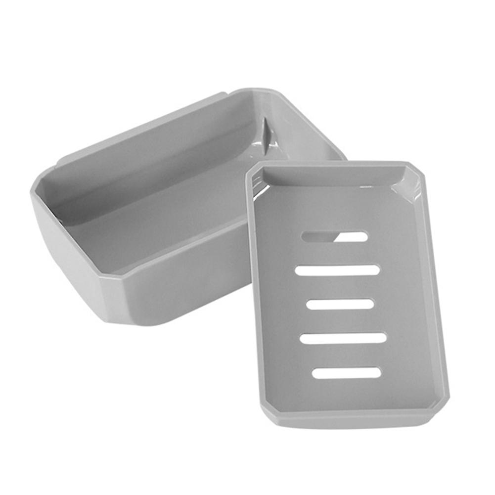 Bathroom Soap Box Double Layer Drain Rack Suction Cup Wall Mount Rack Storage Shelf
