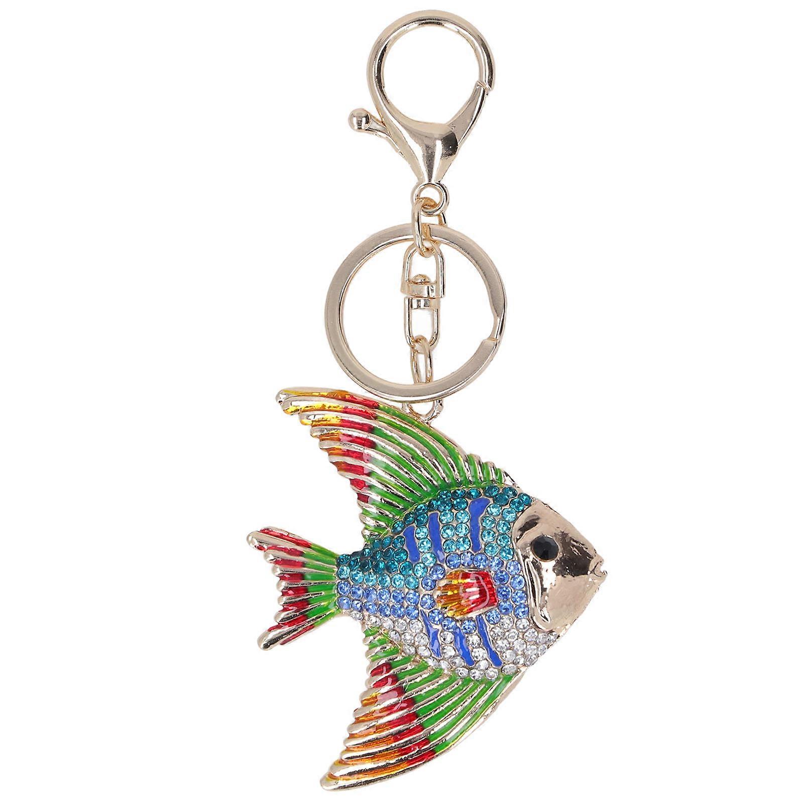 Fish Keychains Shiny Metallic Luster Cute Tropical Fish Rhin...