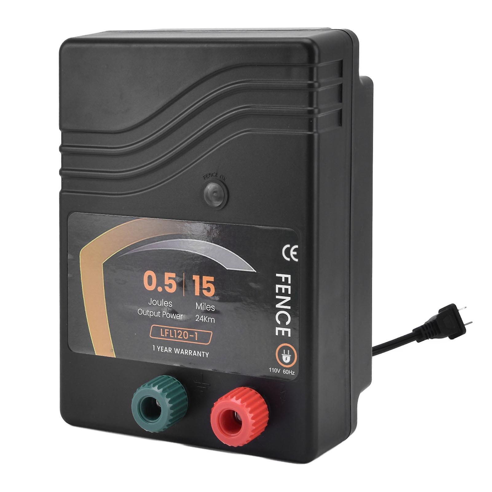 Portable Electric Fence Energiser 15 Miles 0.5 Joules Output Power Farm Livestock Pulse Controller 110V US Standard with CE ROSH Certification Durable