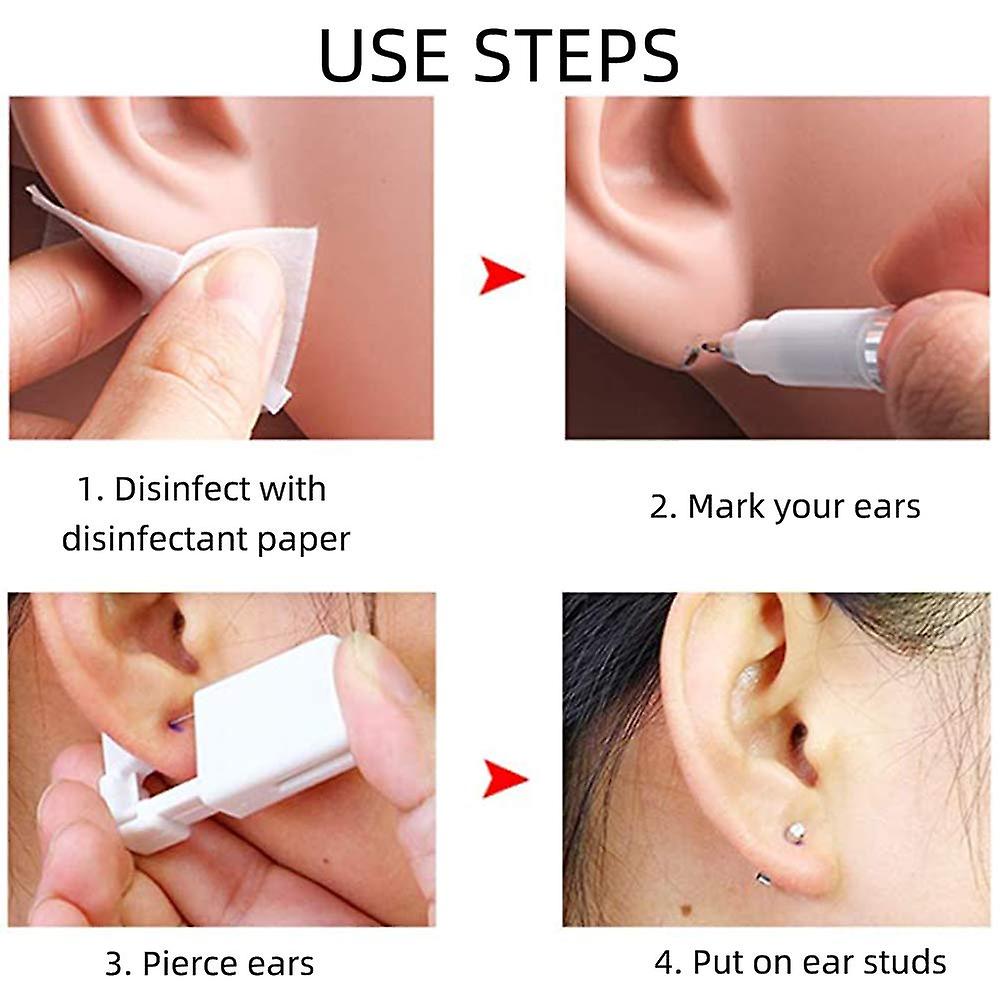 8 Pack Disposable Ear Piercing Gun with Ear Studs Asepsis No Pain Safety Self Ear Piercing Gun Kit Tool for Girls Women Men