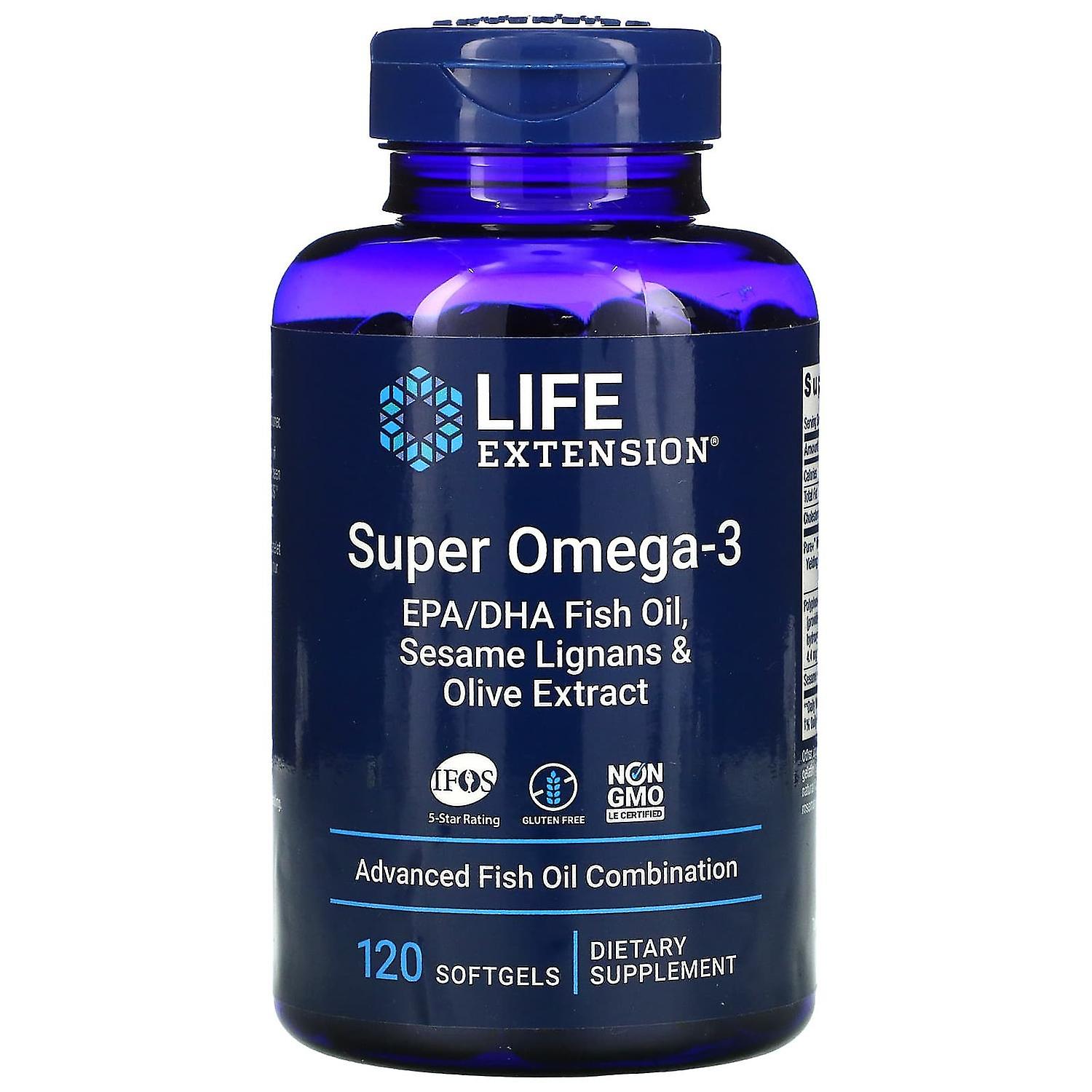 Life Extension, زيت السمك سوبر أوميغا 3 EPA/DHA، قشور السمسم وخلاصة الزيتون، 120 كبسولة هلامية