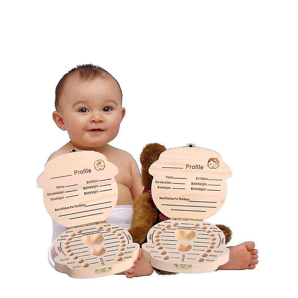 Wooden Milk Tooth Box, Child Teeth Storage Organizer, With Keepsake Box And