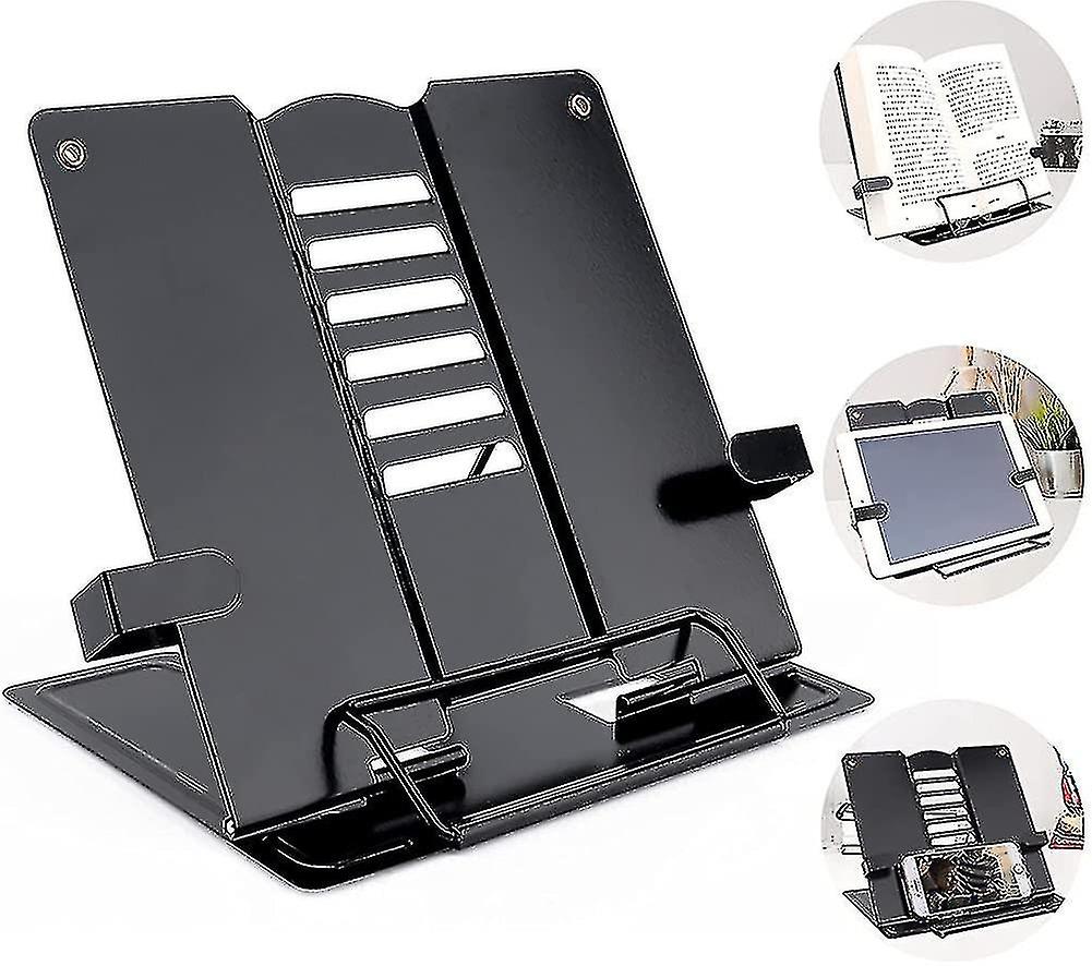 Metal reading stand, metal bookshelf, black bookends, cookbook reading stand