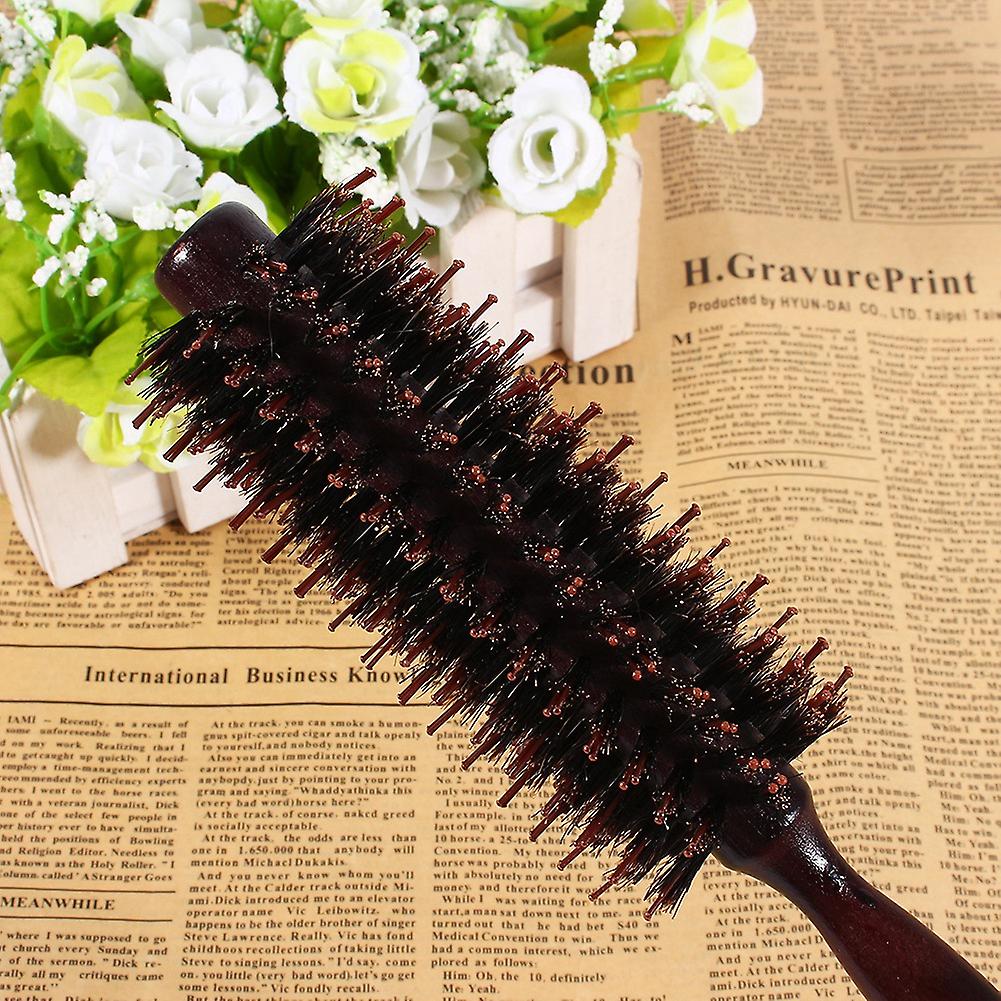 Professional Anti-static Curly Hair Comb with Wooden Handle, Radial Round Brush for Hairdressing