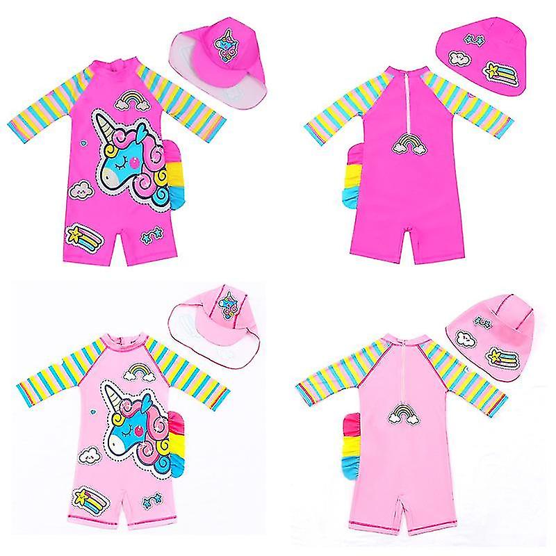 ملابس السباحة الفتيات بذلة ملابس السباحة الكرتون مع الأكمام الطويلة