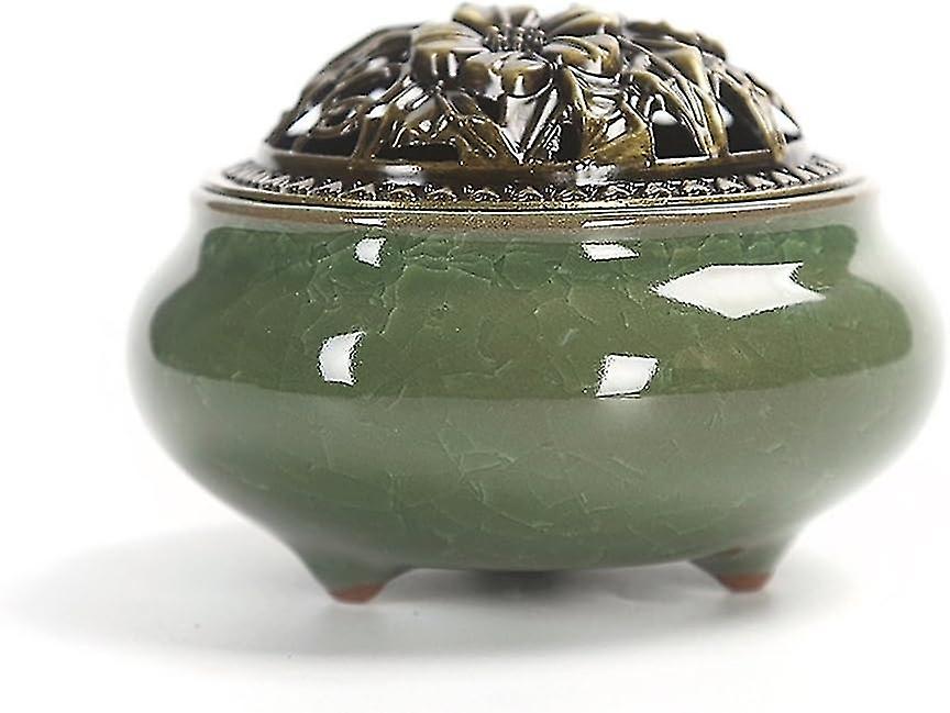 Ceramic Incense Burner and Lid, Aromatherapy for Incense Sticks or Incense Cones, Coil Ashtray Bowl,