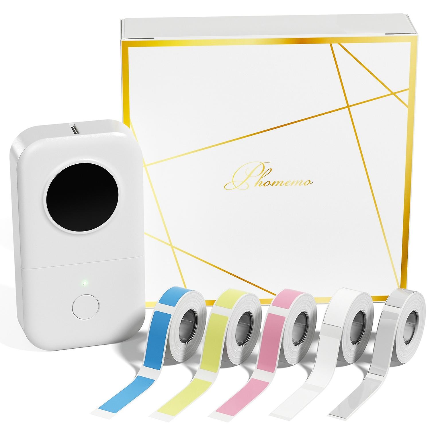 Phomemo D30 Thermal Label Printer With 5 Rolls Paper White