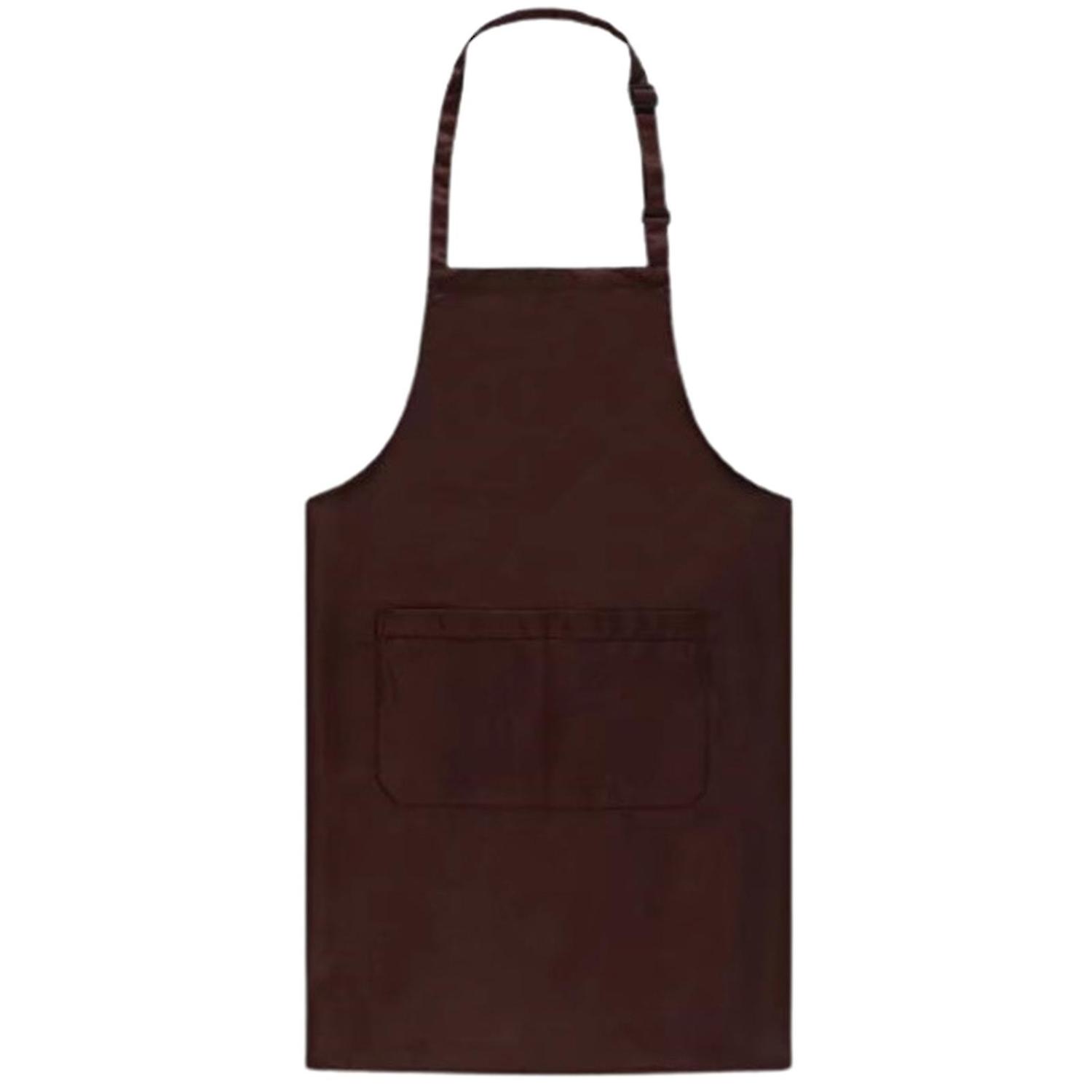 Chef Apron Solid Color Waterproof Polyester Cotton Hanging Neck Apron for Restaurant