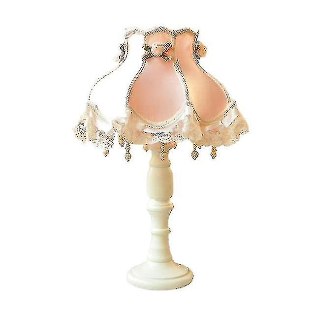 Bedroom table lamp lace lampshade tassel wood desk lighting bedside lamp e27d92(b)