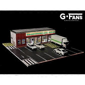 1:64 G FANS車庫ジオラマモデルLEDライト付き駐車場都市DIYモデル