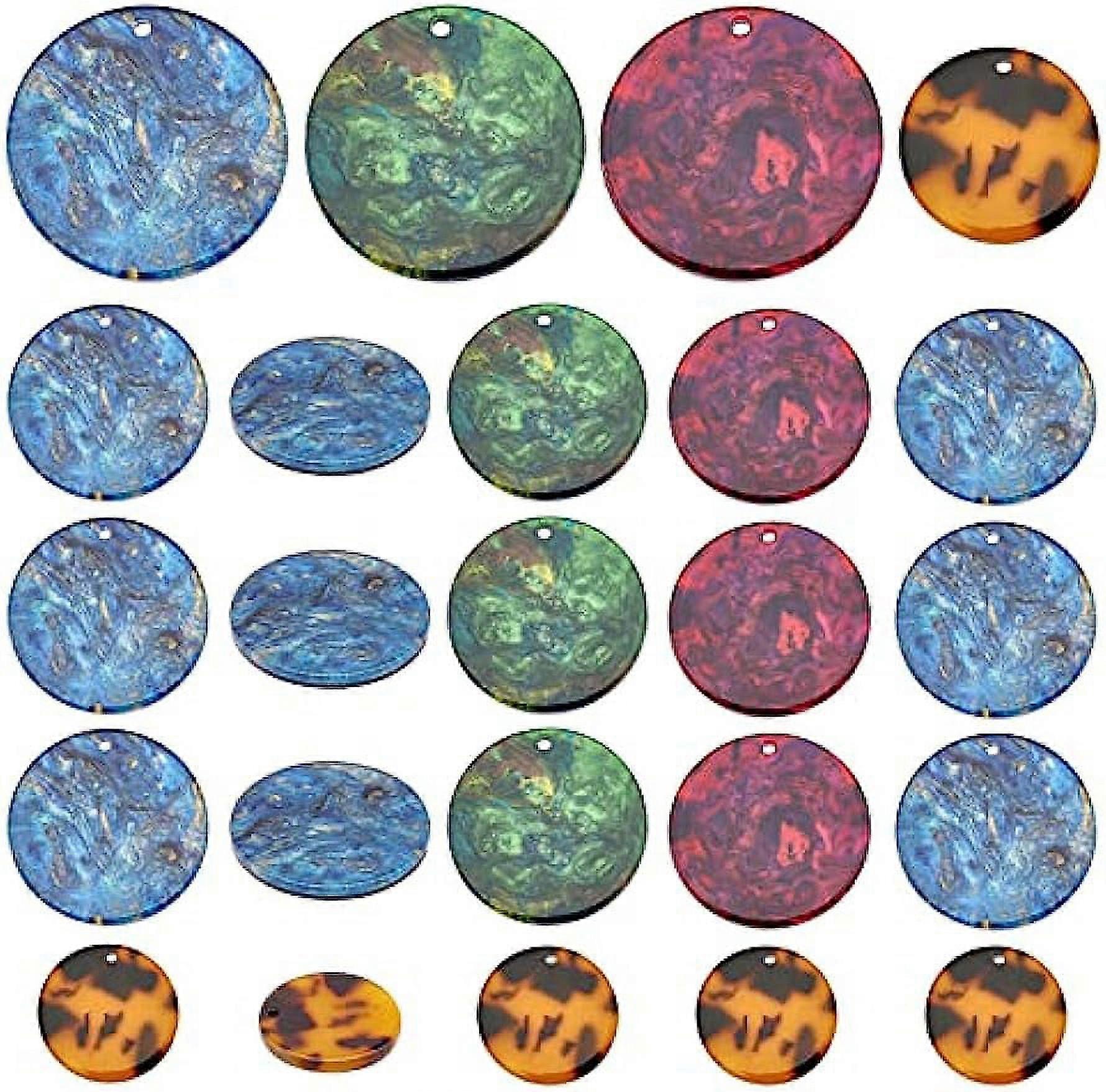 40pcs Round Resin Charms 4 Colors Flat Round Charms 1 Inch Silicon Pendants Geometric Crafts Charms Pendants