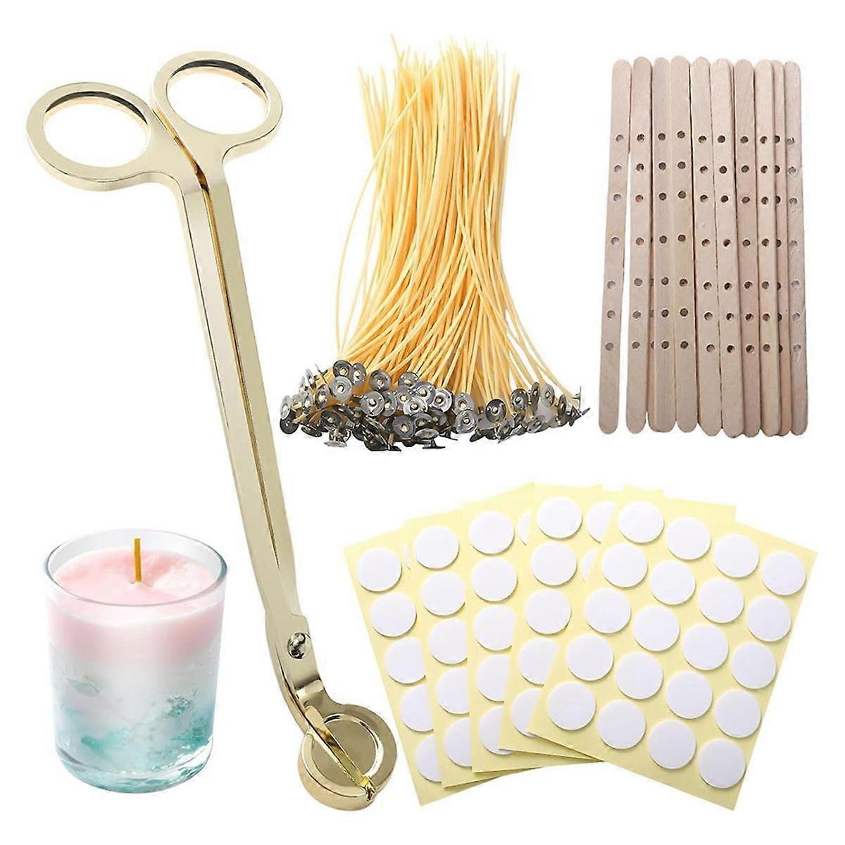 Beeswax Candle Wicks, Wooden Candle , Golden Candle Wick Trimmer for DIY Candle Making