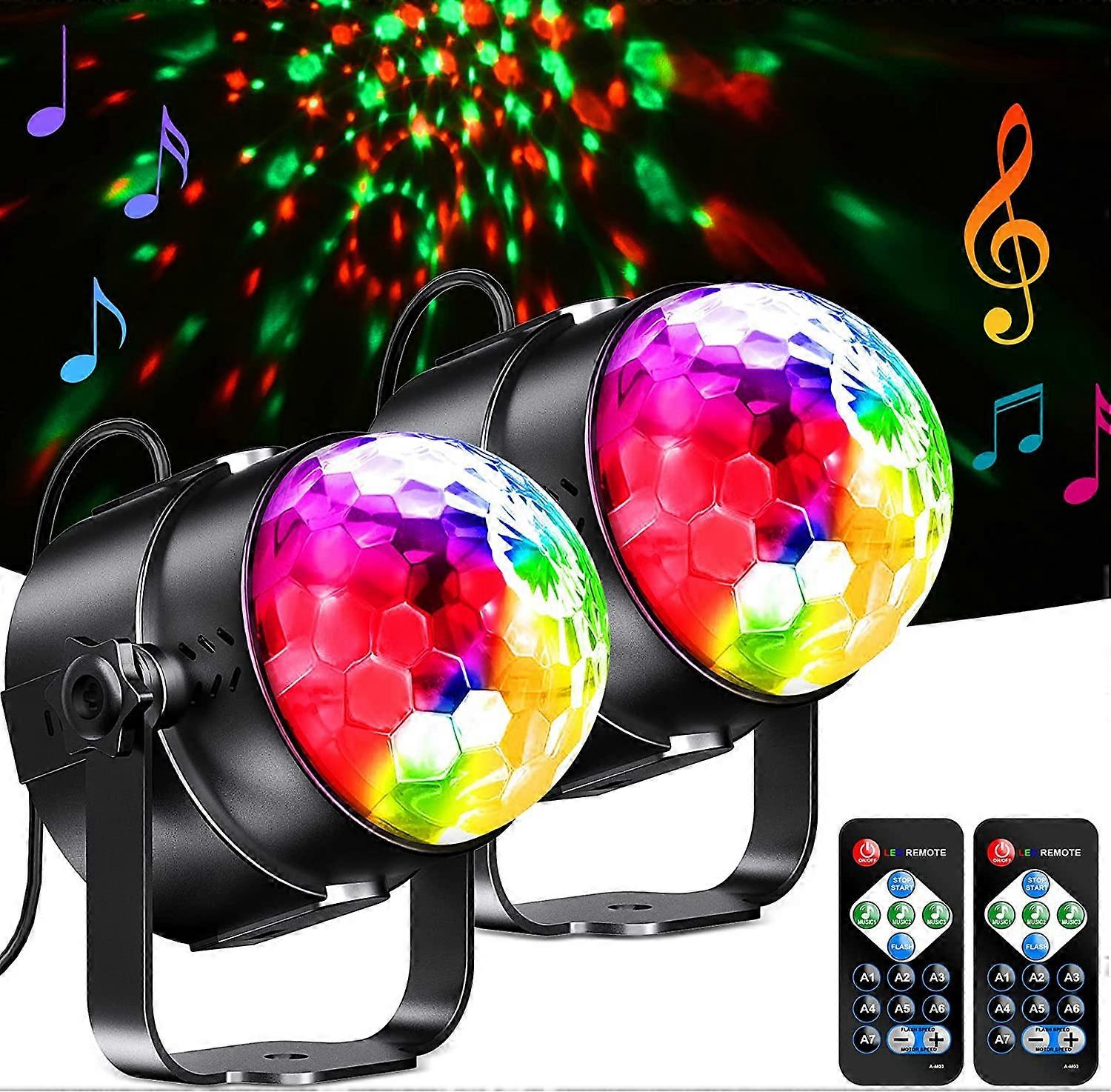 Disco Ball 2 Pack, Party Light Sets, Rotating Disco Light Ball, Party Light 7 RGB Colors Stage Lamp with Remote Control, Disco Ball for Disco, Party