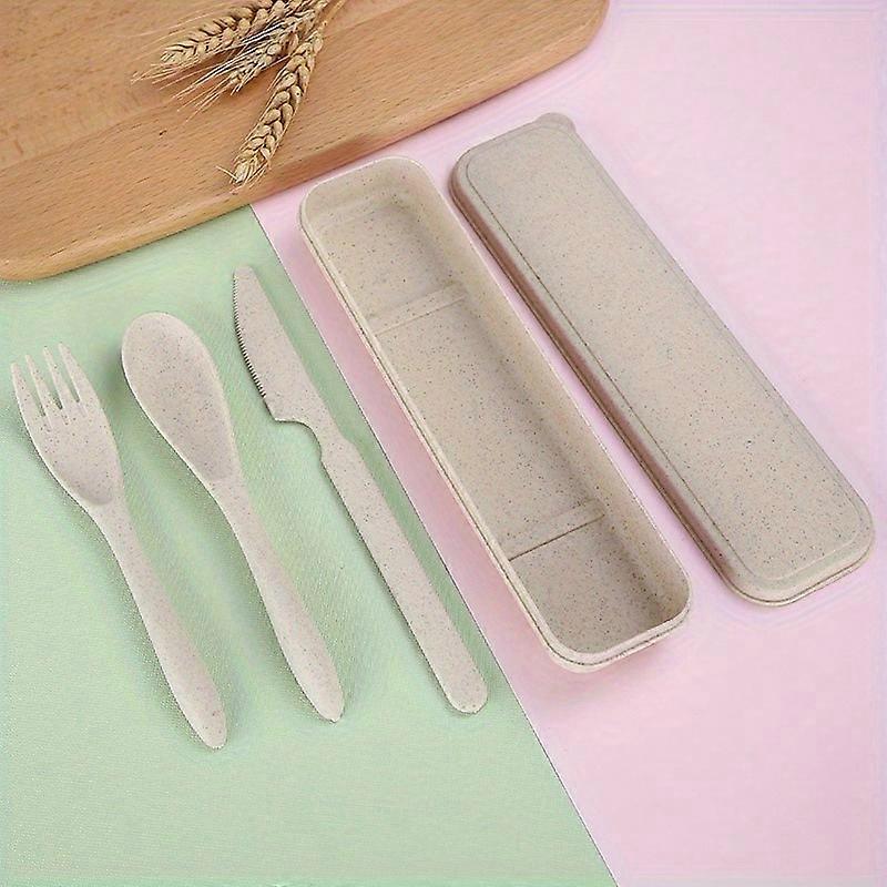 3 In 1 Camping Utensil Set, Reusable Utensils Set With Case, Travel Utensils, Portable Utensils Set, Plastic Case For Travel Picnic Camping Or Daily U