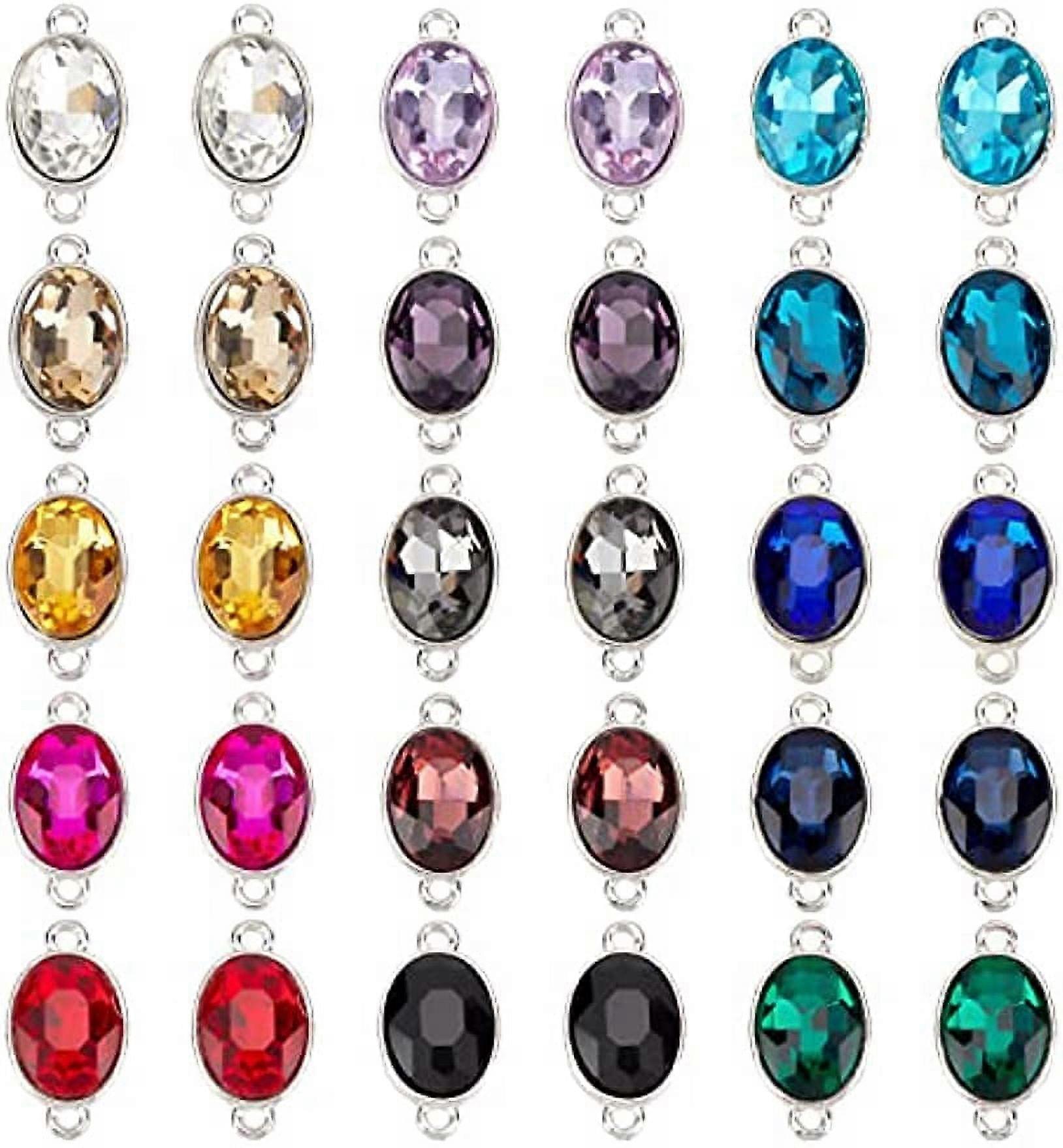 30Pcs 15 Colors Mixed Drop Pendants Alloy Links Charms Bulk with Double Hole
