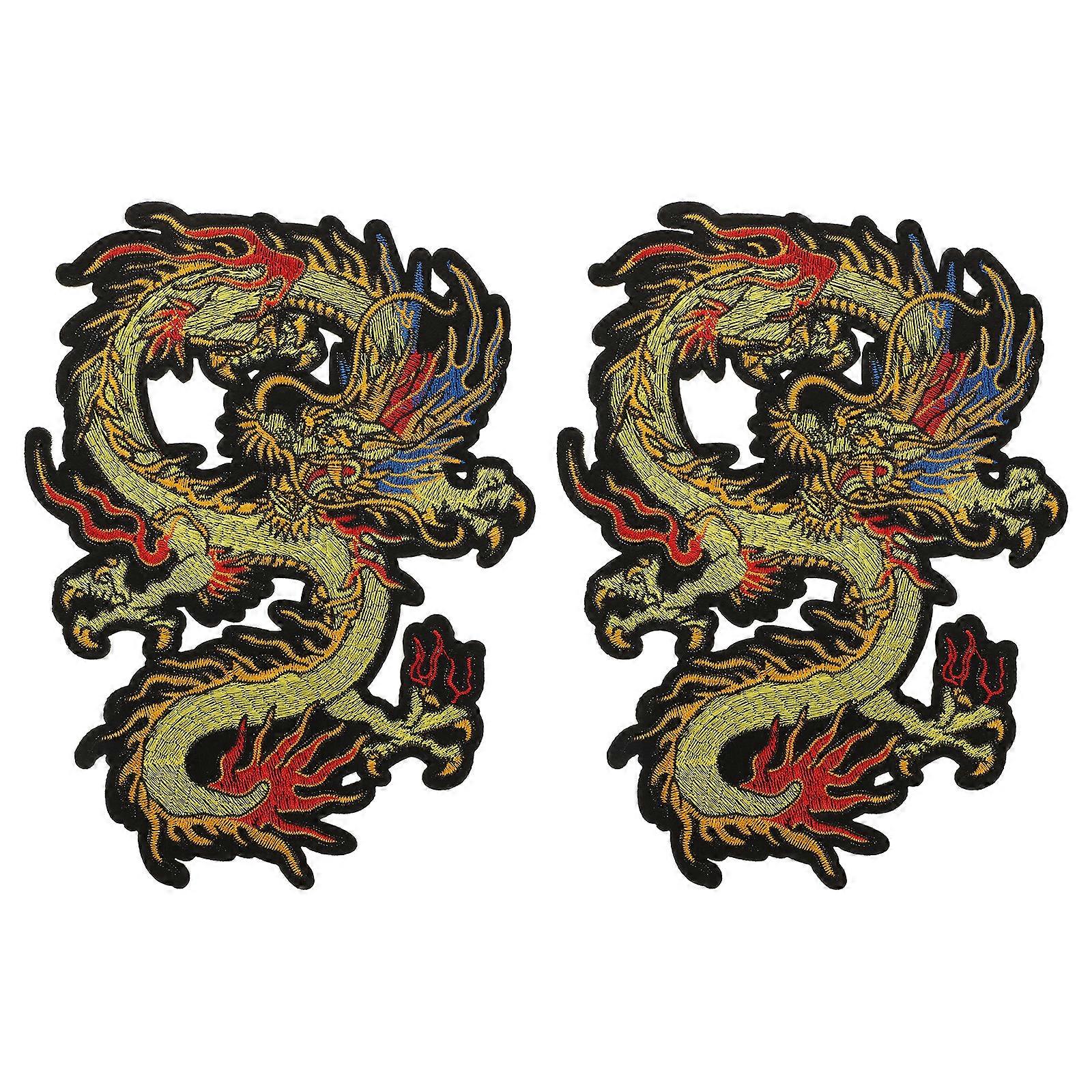 2 buc Decor chinezesc Dragon Patch chinezesc patch-uri decorative animale broderie patch fier patch Dragon brodate patch-uri
