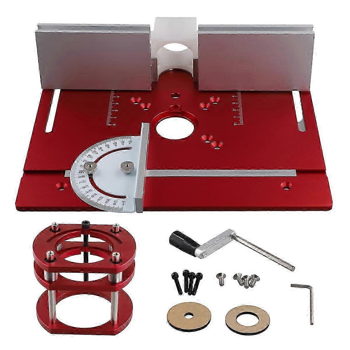 Ξυλουργική Router Lift Kit Router Table Insert Plate Aluminum για κινητήρες διαμέτρου 65mm με οδηγό και βραχίονα μετρητή μίτρας