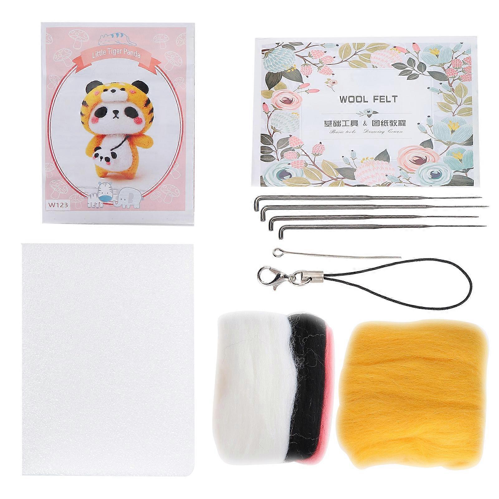Βελόνα Felting Kit Μαλλί Felting Προμήθειες Ζώο βελούδινη κούκλα Παιχνίδι DIY Κάνοντας Υλικό123# Μικρή Τίγρη