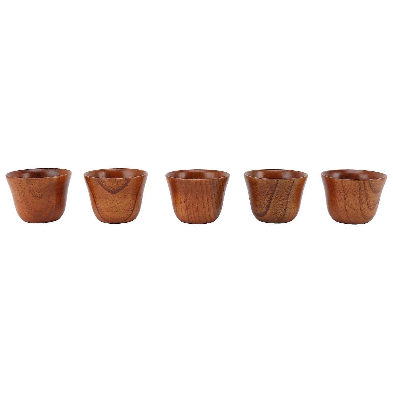 5PCS Wooden Tea Cups Handmade Multifunctional Safe Eco Friendly Solid Wood Teacups