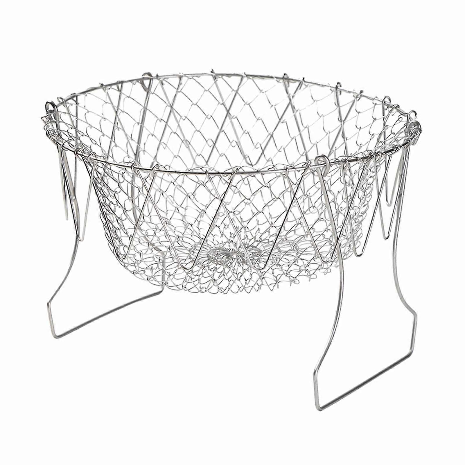 Stainless Steel Frying Basket Foldable Moderate Mesh Density Versatile Cooking Strainer Net
