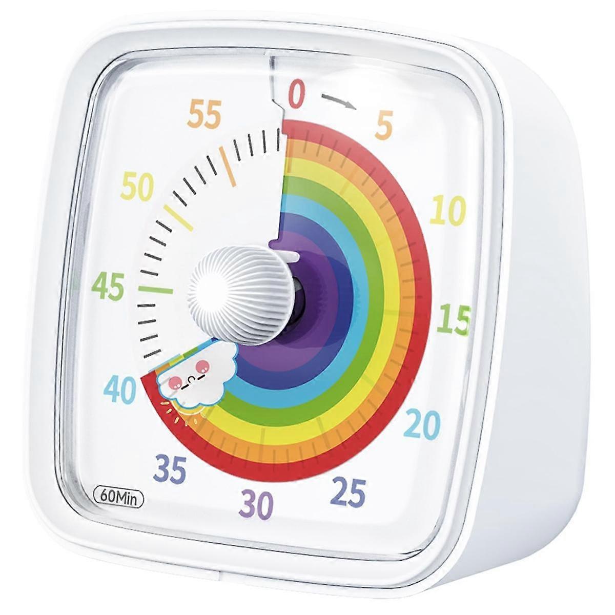 60-Minute Visual with Night Light, Countdown ,Pomodoro with Rainbow Pattern for Kids and Adults Whi