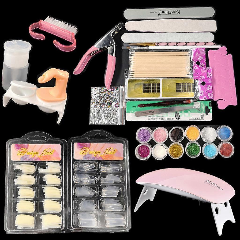 Pro 21 en 1 Acrílico Nail Art Tips Liquid Buffer Glitter Deco Tools Set Kit Completo