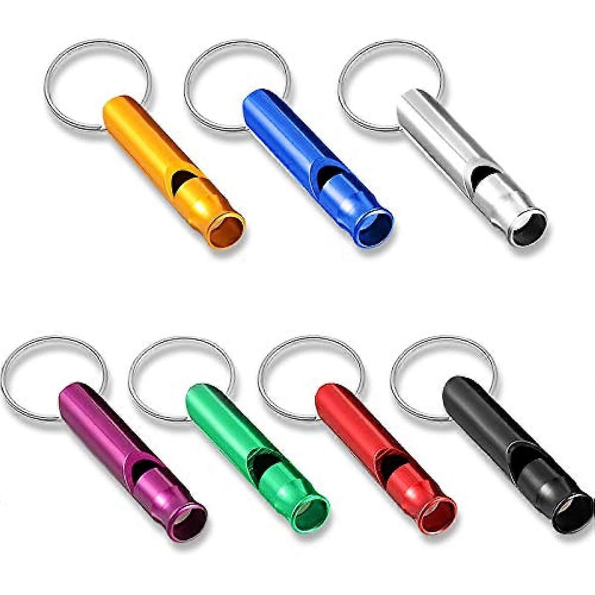 50 Pieces Emergency Whistle with Keychain Aluminum Keychain Whistle Emergency Survival Whistle Key Chain for Outdoor Camping Hiking Boating Hunting F