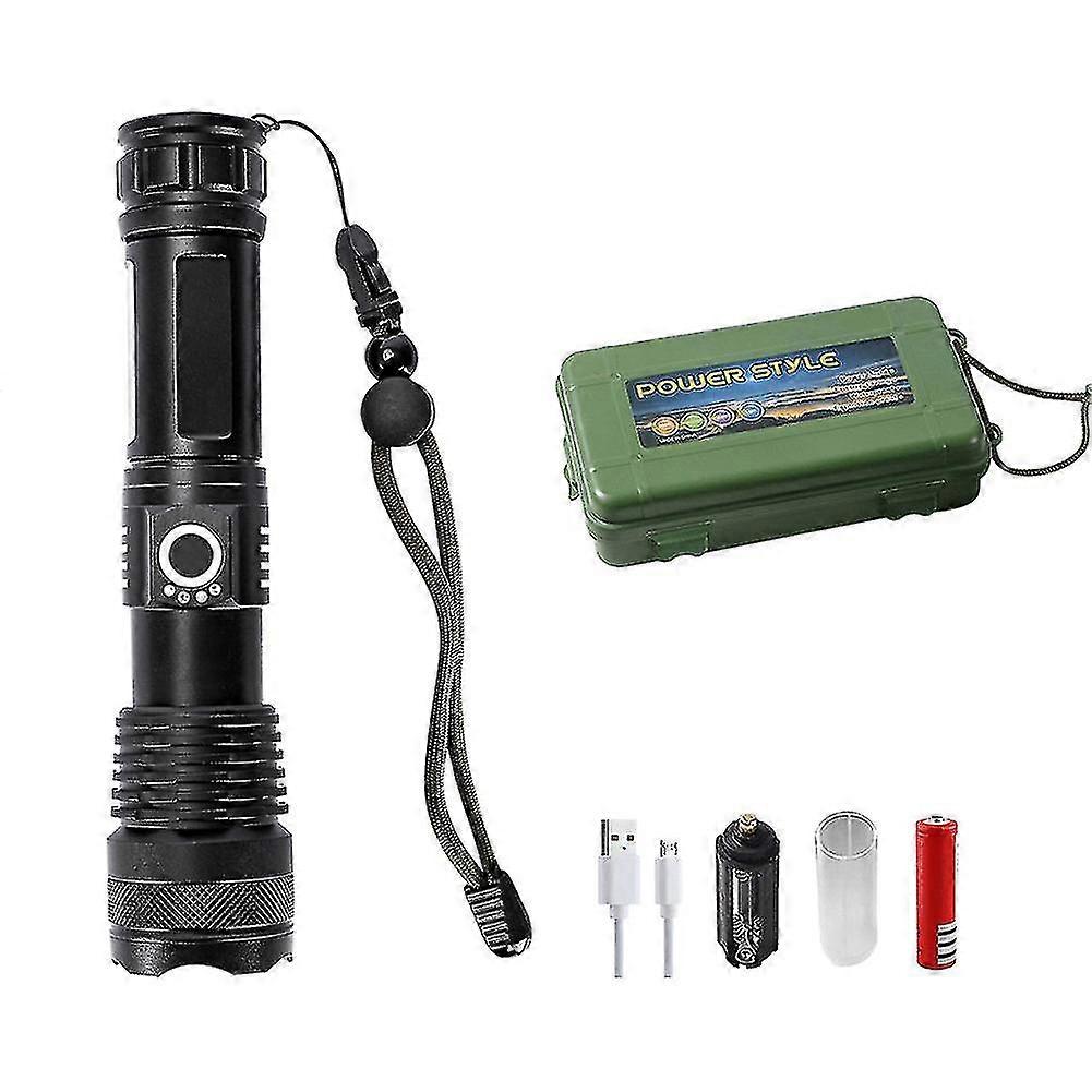 Super Bright Usb Rechargeable Hiking Outdoor Camping 5 Modes Led Flashlight