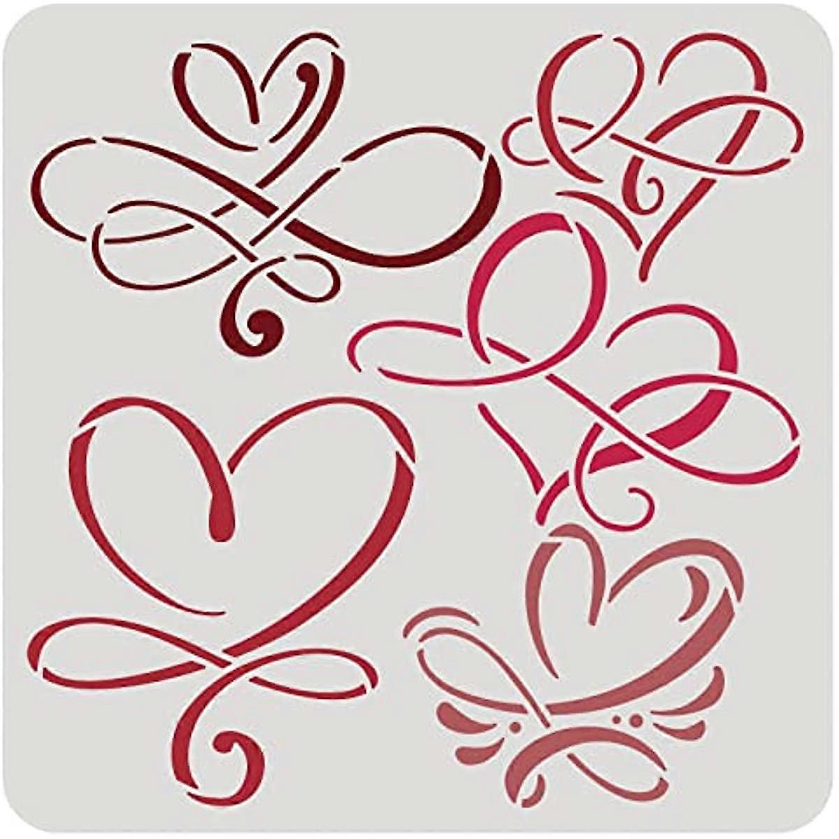 1pc Love Sign Stencil Infinity Heart Plastic Reusable Drawing Stencils Decoration Template
