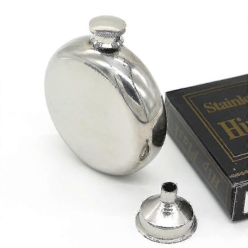 5oz Mirror Glossy Jug 201stainless Steel Round Whiskey Flask Portable Alcohol Hip Flask Wine Bottle
