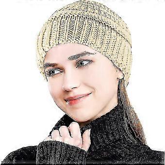 Femme Câble d’hiver Tricot Bonnet Chapeau Chaud Flou Doublé Chunky Cap Soft Stretch Skully B