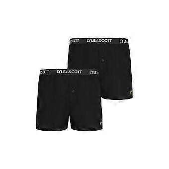 Lyle & Scott 2er Pack Herren Dylan Woven Boxershorts - Schwarz