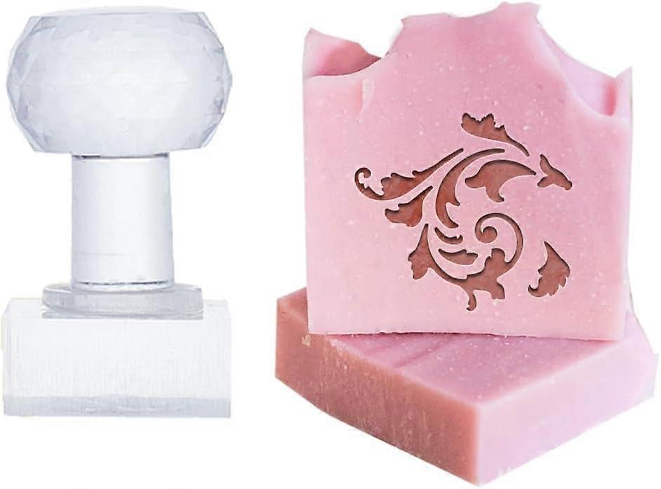 Acrylic Stamp Soap Embossing Stamp Flower Soap Stamp with Handle Soap Chapter Imprint Stamp for Handmade Soap Cookie Clay Pottery Stamp Biscuits Gummi