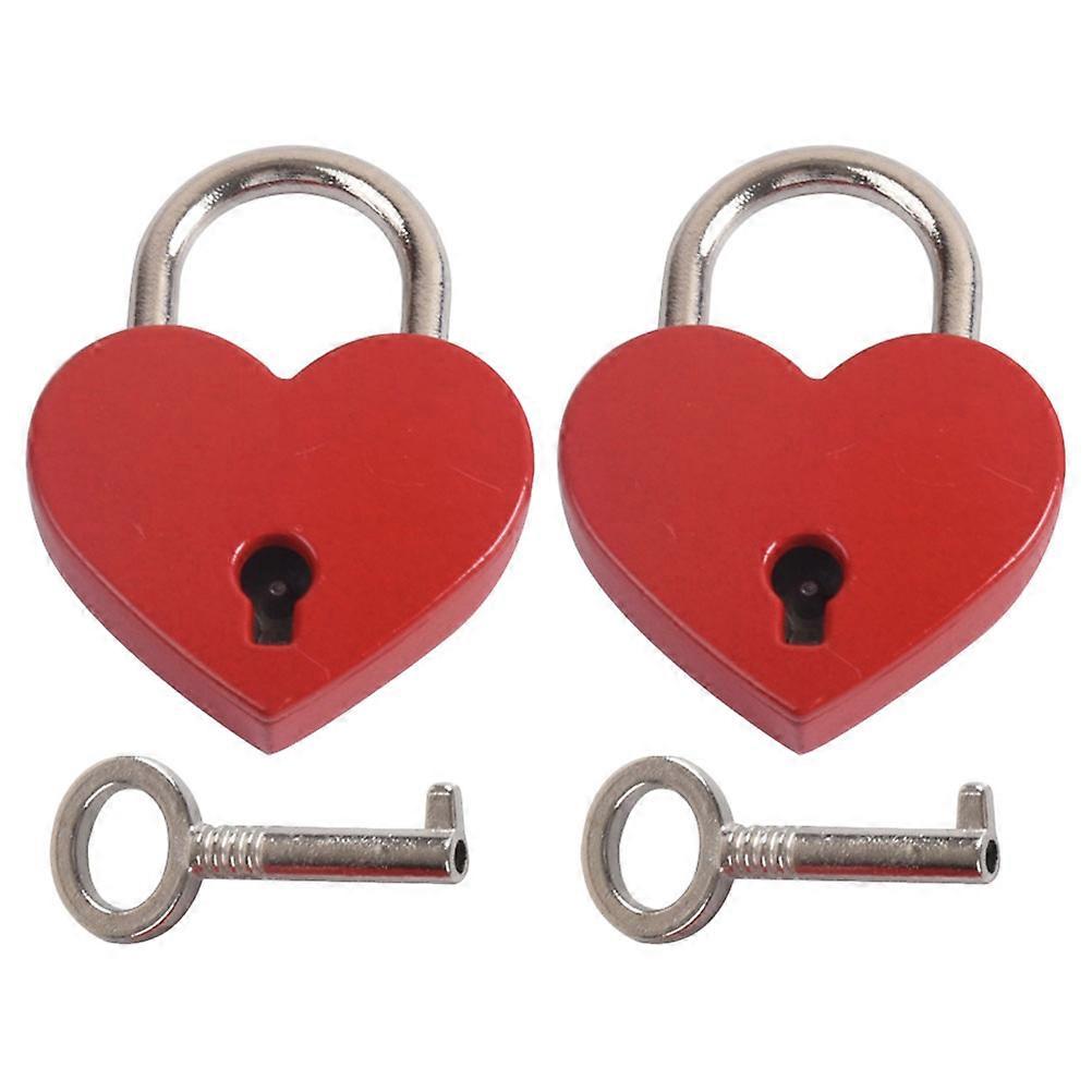 2 Sets Mini Heart Shaped Locks Love Locks Small keyed Padlocks Love Lock for Bridge
