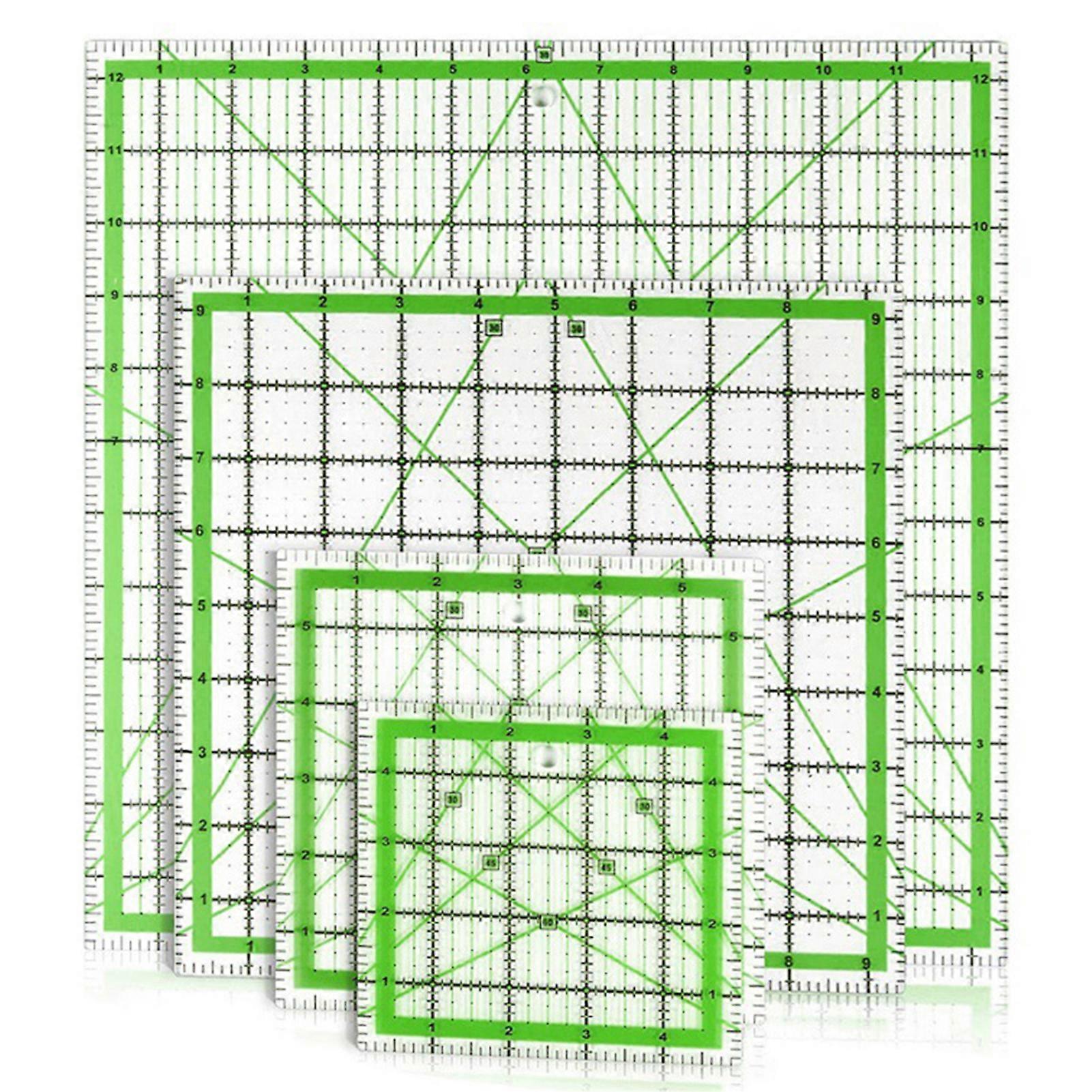 4 Pack Patchworks Quilting Ruler Transparent Anti Slip Patchworks Rulers Sewing Supply