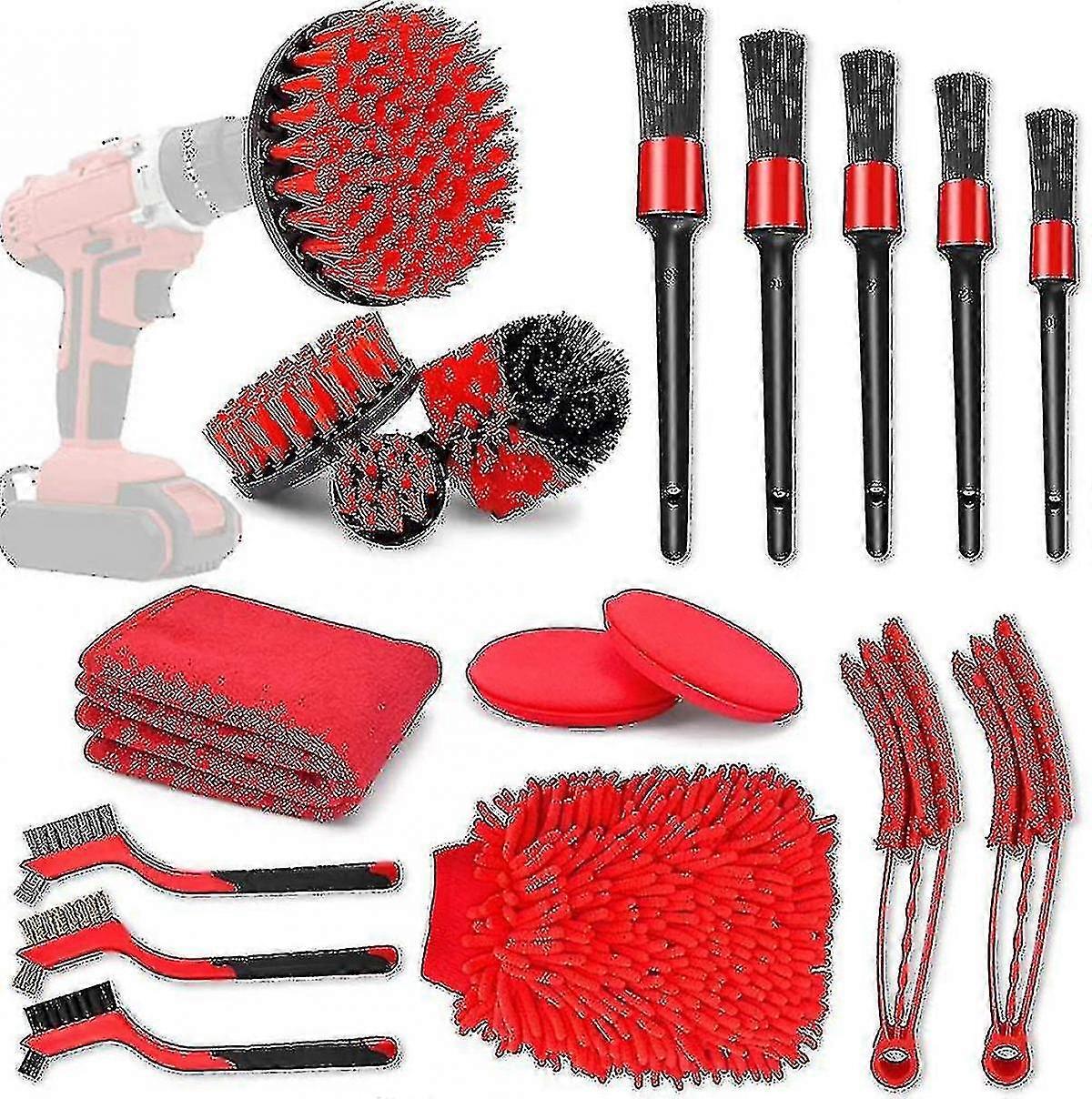 18pcs Car Cleaning Tools Kit With Car Detailing Brush Set,auto Detailing Drill