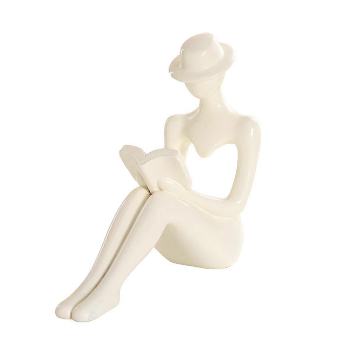 Modern Thinkers Statues for Home Decor Living Room, Beige Thinkers Sculpture Shelf Decor, Minimalis