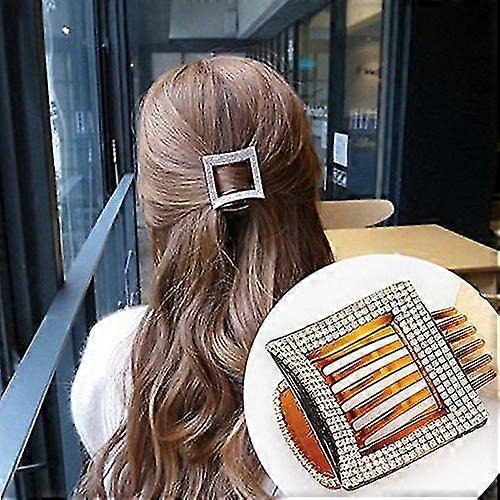 1 Pcs Beauty Square Hair Clip Acrylic Rhinestone Hair Clip For Women Hair Claw Clipbrown