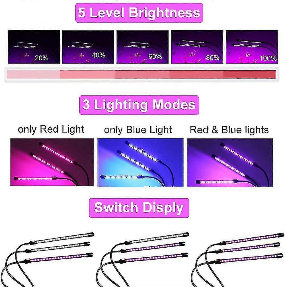 60 Led Full Spectrum Adjustable Clip-on Horticultural Lamp Plant Lamp With 3 Timer And Auto On / Off Function