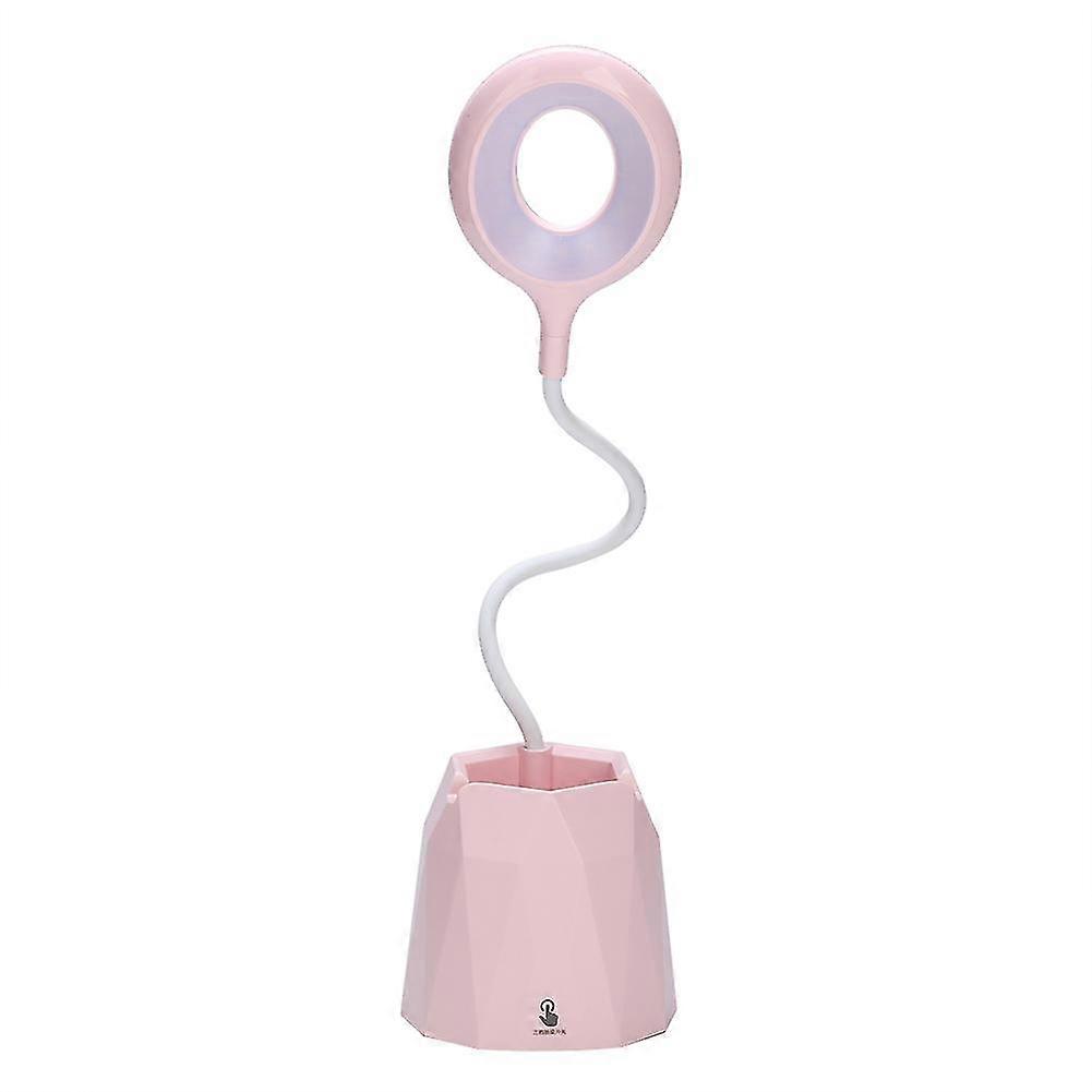 Household Multifunctional Led Small Table Lamp Pink Dual Use Night Light With Pen Container