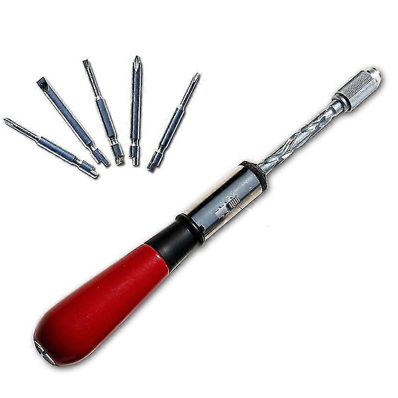 Semi-automatic Spiral Screwdriver, Ratcheting Hand Pressure With Slotted And Phillips Bits