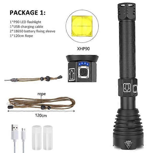 250000lm lantern XHP90 most powerful led flashlight