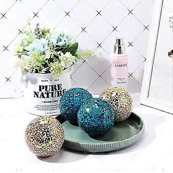 Lot de 6 boules LAITON Verre Blanc cassé