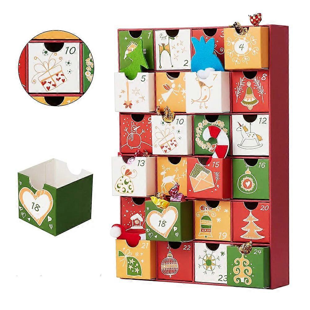 2023 Advent Calendar Christmas Advent Calendar Box Reusable Countdown Calendar Countdown to Printed Cardboard Gift Treasure Box Best Gifts