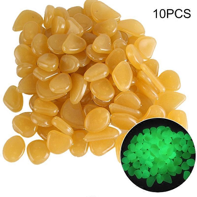 10 Adet Aydınlık Taşlar Karanlıkta Parlıyor Dekoratif Çakıl Akvaryum Süsleri