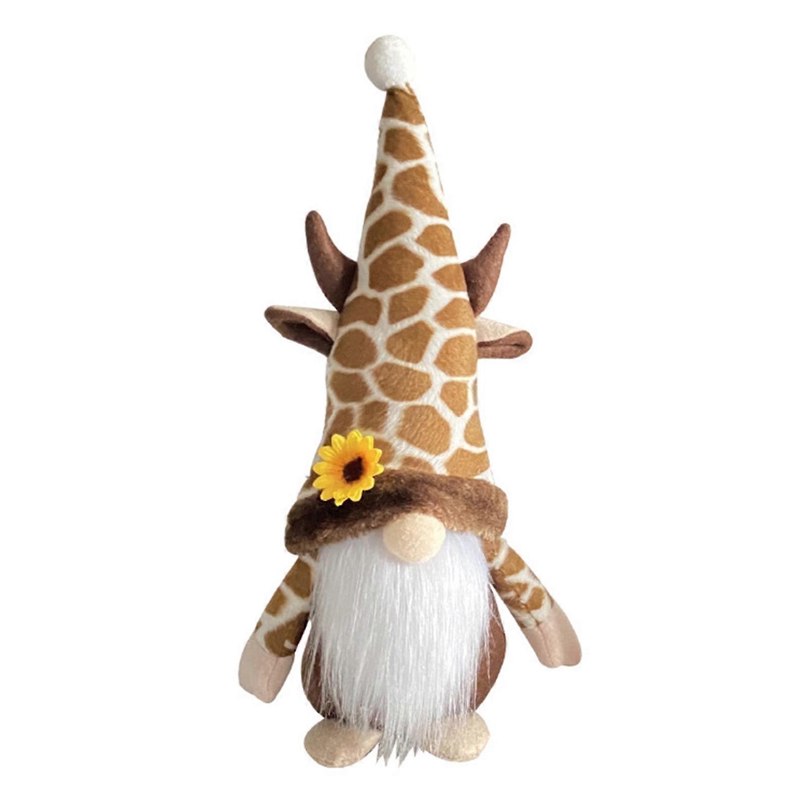 Faceless Doll Burr-free Sunflower Beard Design Decorative Plush Giraffe Faceless Standing Dwarf Doll Ornament Home Decor KAESI