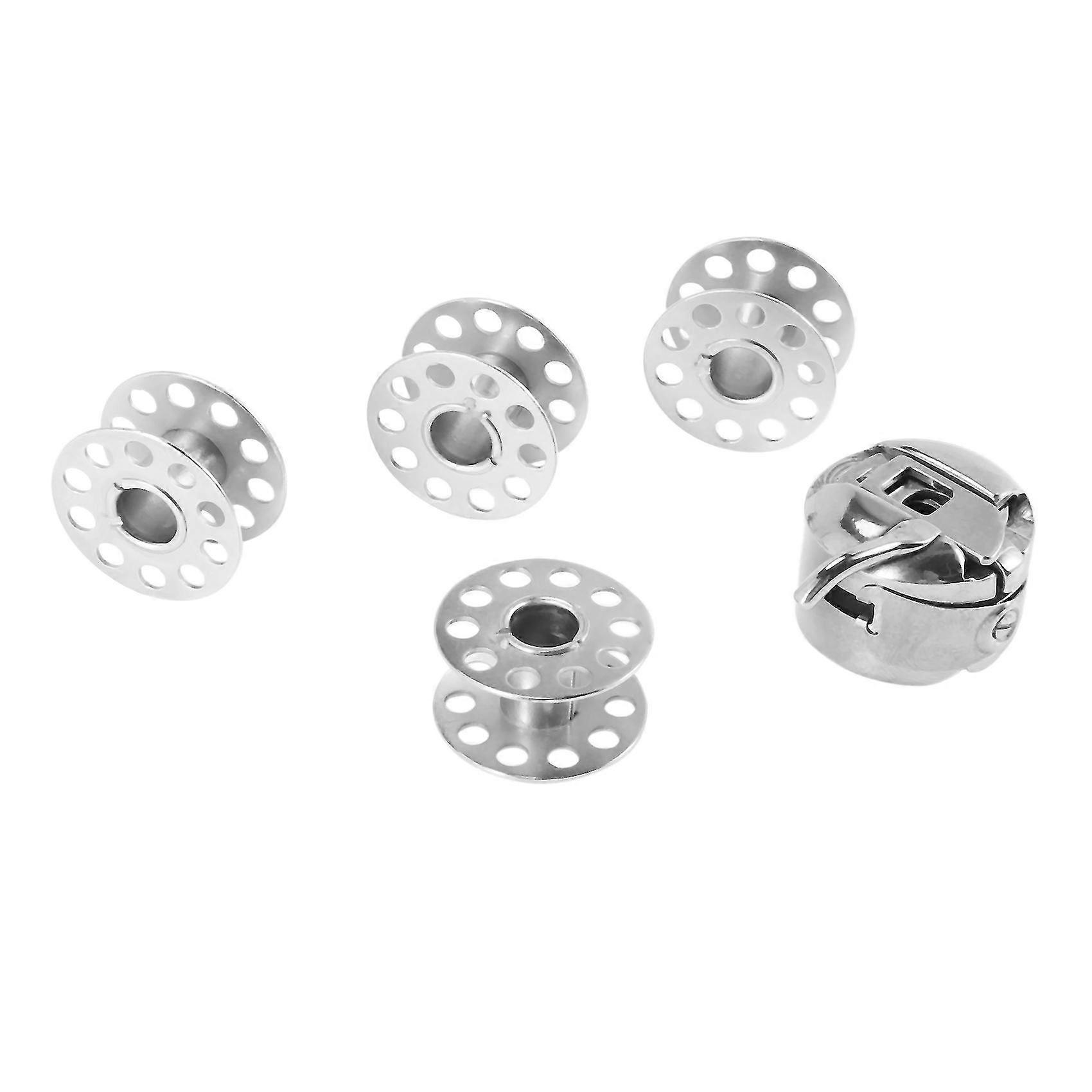 Domestic sewing machine bobbin case + 4 bobbins will fit, ,singer + more