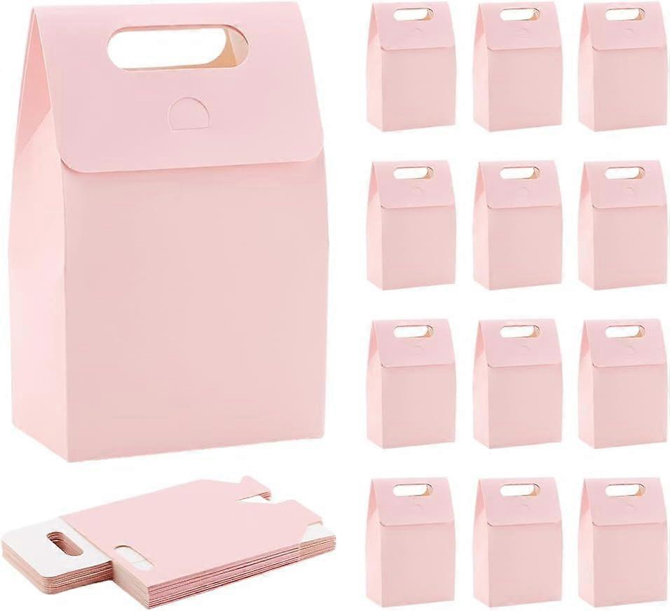 24 Pack Goodies Boxes Party Treat Boxes Pink Gift Boxes with Handles Goodies Favor Boxs Kraft Party Favor Boxes for Christmas Candy Cupcake Cookies 3.