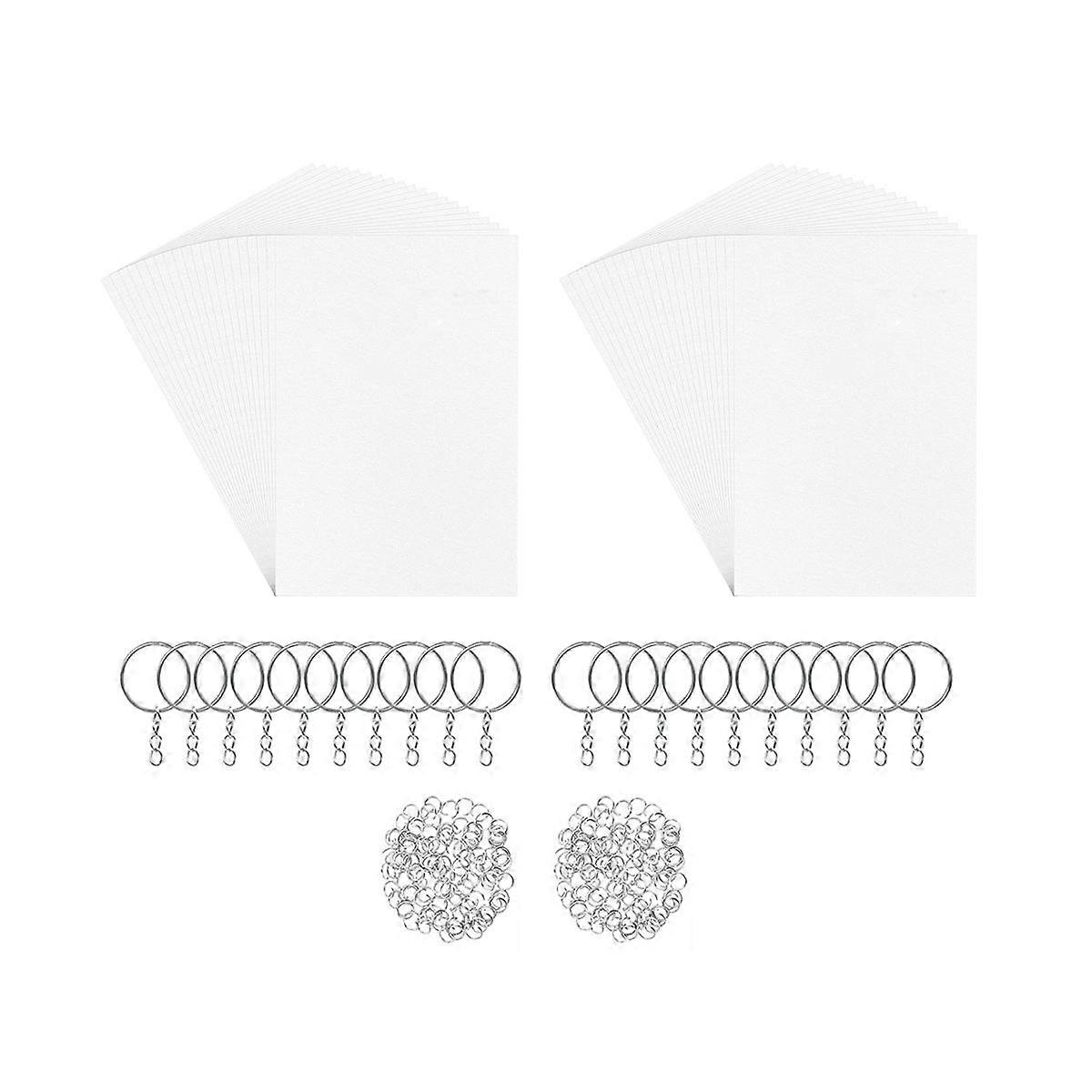 260 Pcs Heat Shrink Plastic Sheet Kit Shrinky Art Film Paper with Keychains Accessory for DIY Handm
